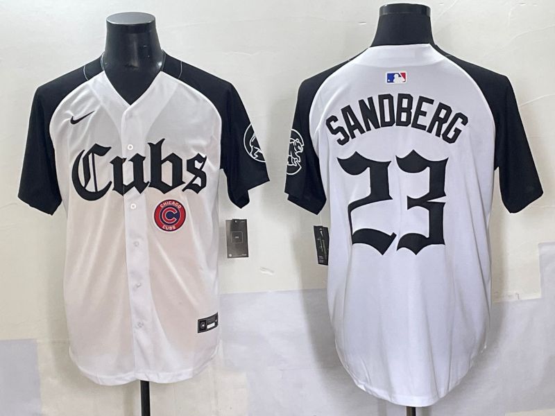 Men 2025 Chicago Cubs #23 Sandberg White black Five generations Joint Name Nike MLB Jersey style 62310